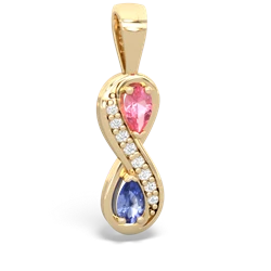 Lab Pink Sapphire Diamond Infinity 14K Yellow Gold pendant P5390