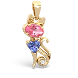 Lab Pink Sapphire Kitten 14K Yellow Gold pendant P5780