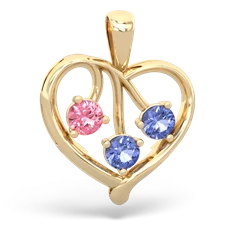 Lab Pink Sapphire Glowing Heart 14K Yellow Gold pendant P2233