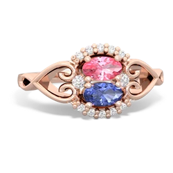 Lab Pink Sapphire Love Nest 14K Rose Gold ring R5860