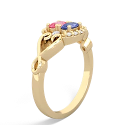 Lab Pink Sapphire Love Nest 14K Yellow Gold ring R5860