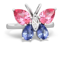 Lab Pink Sapphire Butterfly 14K White Gold ring R2215