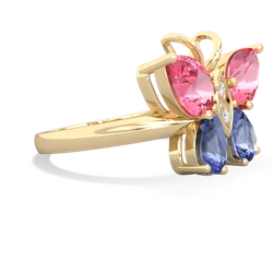 Lab Pink Sapphire Butterfly 14K Yellow Gold ring R2215