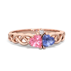 Lab Pink Sapphire Heart To Heart Braid 14K Rose Gold ring R5870