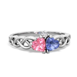 Lab Pink Sapphire Heart To Heart Braid 14K White Gold ring R5870