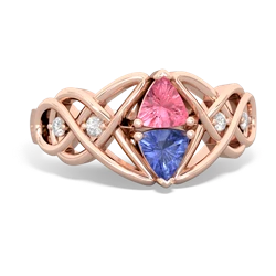 Lab Pink Sapphire Keepsake Celtic Knot 14K Rose Gold ring R5300