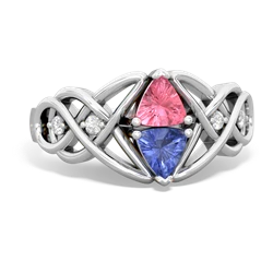 Lab Pink Sapphire Keepsake Celtic Knot 14K White Gold ring R5300