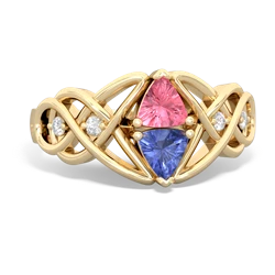 Lab Pink Sapphire Keepsake Celtic Knot 14K Yellow Gold ring R5300