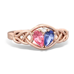 Lab Pink Sapphire Celtic Love Knot 14K Rose Gold ring R5420