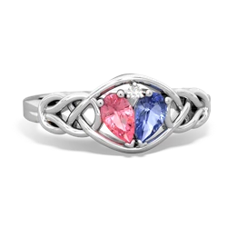 Lab Pink Sapphire Celtic Love Knot 14K White Gold ring R5420