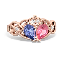 Lab Pink Sapphire 'One Heart' Celtic Knot Claddagh 14K Rose Gold ring R5322