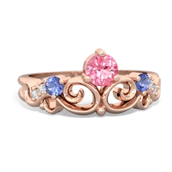 Lab Pink Sapphire Crown Keepsake 14K Rose Gold ring R5740