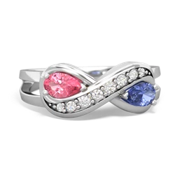 Lab Pink Sapphire Diamond Infinity 14K White Gold ring R5390