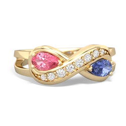 Lab Pink Sapphire Diamond Infinity 14K Yellow Gold ring R5390