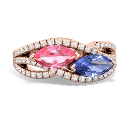 Lab Pink Sapphire Diamond Rivers 14K Rose Gold ring R3070