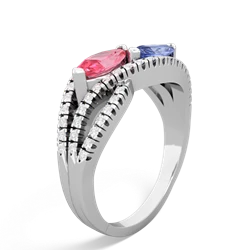 Lab Pink Sapphire Diamond Rivers 14K White Gold ring R3070