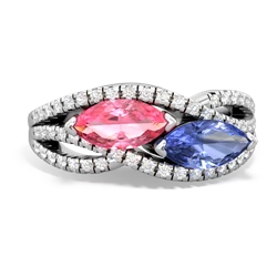 Lab Pink Sapphire Diamond Rivers 14K White Gold ring R3070