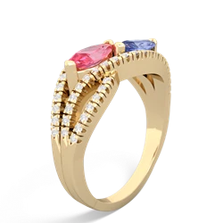 Lab Pink Sapphire Diamond Rivers 14K Yellow Gold ring R3070