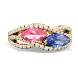 Lab Pink Sapphire Diamond Rivers 14K Yellow Gold ring R3070