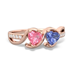 Lab Pink Sapphire Side By Side 14K Rose Gold ring R3090