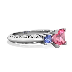 Lab Pink Sapphire Eternal Embrace Engagement 14K White Gold ring C2001