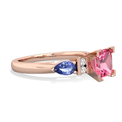Lab Pink Sapphire 6Mm Princess Eternal Embrace Engagement 14K Rose Gold ring C2002