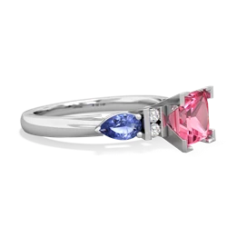 Lab Pink Sapphire 6Mm Princess Eternal Embrace Engagement 14K White Gold ring C2002