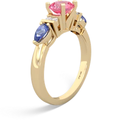 Lab Pink Sapphire 6Mm Round Eternal Embrace Engagement 14K Yellow Gold ring R2005