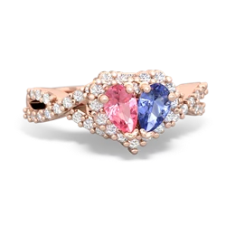 Lab Pink Sapphire Diamond Twist 'One Heart' 14K Rose Gold ring R2640HRT