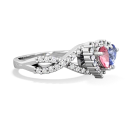 Lab Pink Sapphire Diamond Twist 'One Heart' 14K White Gold ring R2640HRT