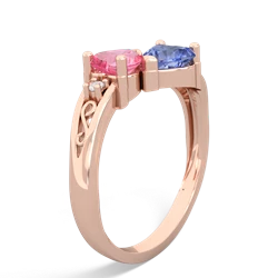 Lab Pink Sapphire Snuggling Hearts 14K Rose Gold ring R2178