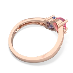 Lab Pink Sapphire Snuggling Hearts 14K Rose Gold ring R2178