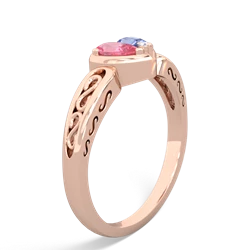 Lab Pink Sapphire Filligree 'One Heart' 14K Rose Gold ring R5070