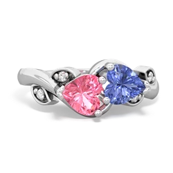 Lab Pink Sapphire Floral Elegance 14K White Gold ring R5790