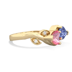 Lab Pink Sapphire Floral Elegance 14K Yellow Gold ring R5790