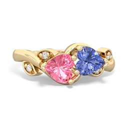 Lab Pink Sapphire Floral Elegance 14K Yellow Gold ring R5790