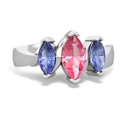 Lab Pink Sapphire Three Peeks 14K White Gold ring R2433