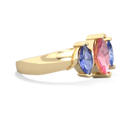 Lab Pink Sapphire Three Peeks 14K Yellow Gold ring R2433