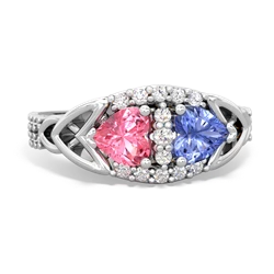 Lab Pink Sapphire Sparkling Celtic Knot 14K White Gold ring R2645