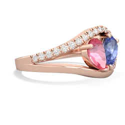 Lab Pink Sapphire Nestled Heart Keepsake 14K Rose Gold ring R5650