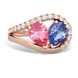 Lab Pink Sapphire Nestled Heart Keepsake 14K Rose Gold ring R5650