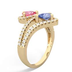 Lab Pink Sapphire Diamond Dazzler 14K Yellow Gold ring R3000