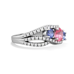 Lab Pink Sapphire Three Stone Aurora 14K White Gold ring R3080