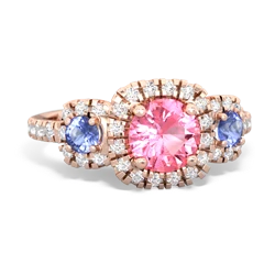 Lab Pink Sapphire Regal Halo 14K Rose Gold ring R5350