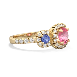 Lab Pink Sapphire Regal Halo 14K Yellow Gold ring R5350