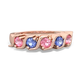 Lab Pink Sapphire Anniversary Band 14K Rose Gold ring R2089