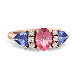 Lab Pink Sapphire Antique Style Three Stone 14K Rose Gold ring R2186