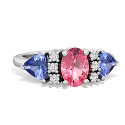 Lab Pink Sapphire Antique Style Three Stone 14K White Gold ring R2186