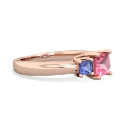 Lab Pink Sapphire Three Stone Trellis 14K Rose Gold ring R4015