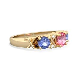 Lab Pink Sapphire Hugs And Kisses 14K Yellow Gold ring R5016